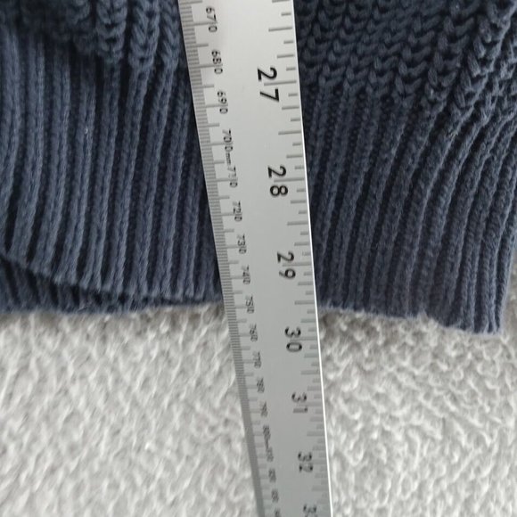 LL Bean Jacket Mens Large Navy Blue Chunky Cable Knit Zip Up Sweater Grandpacore - Picture 3 of 6